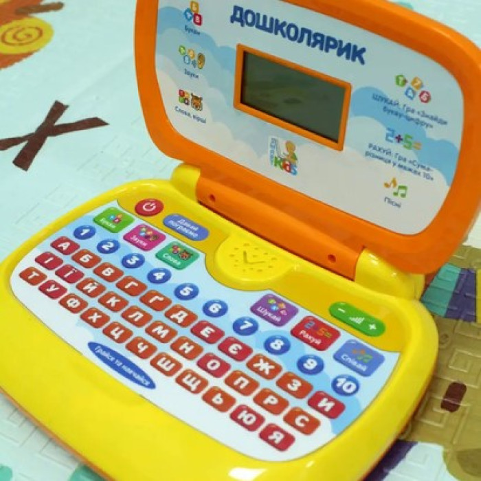 Дитячий комп'ютер Ноутбук навчальний та ігровий Limo Toy ДОШКОЛЯРИК Українською мовою, 8 навчальних режимів