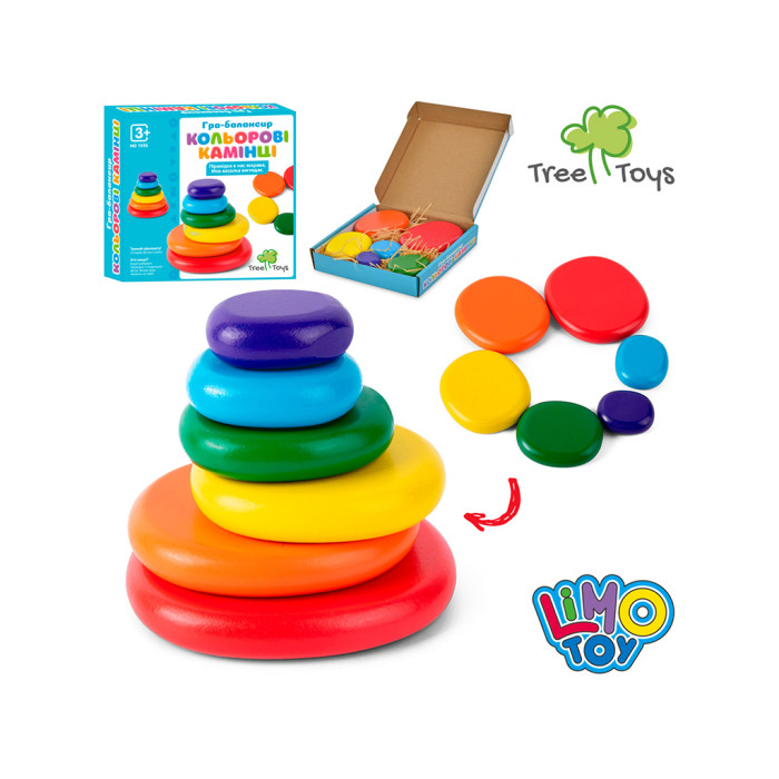 Гра-балансир Кольорові камінці Tree Toys, 6шт
