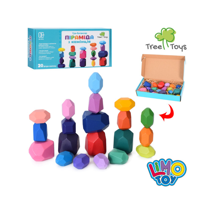Гра-балансир Пірамідка з камінців Tree Toys, 20шт.