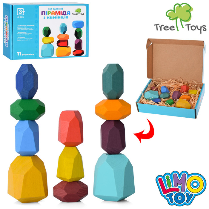 Гра-балансир Пірамідка з камінців Tree Toys, 11шт.