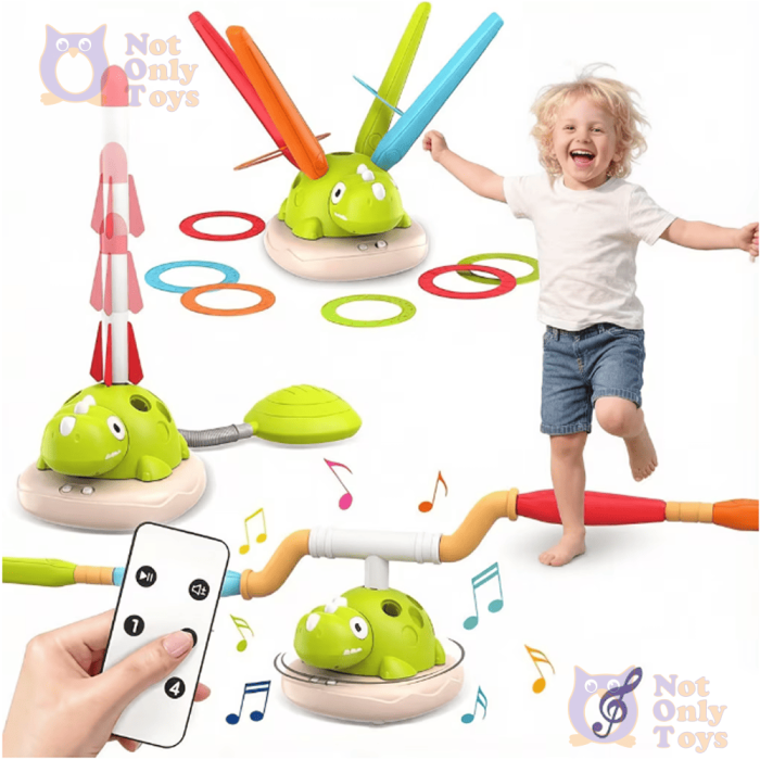 Інтерактивна гра тренажер Динозаврик 3в1 Not Only Toys — стрибки, кільцекид, ракета