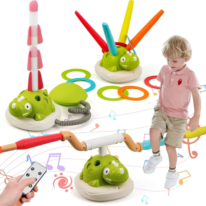 Інтерактивна гра тренажер Динозаврик 3в1 Not Only Toys — стрибки, кільцекид, ракета