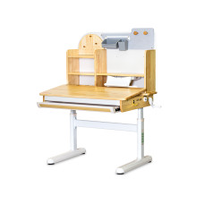 Дитячий стіл Mealux Timberdesk S  - стільниця дерево / ніжки білі