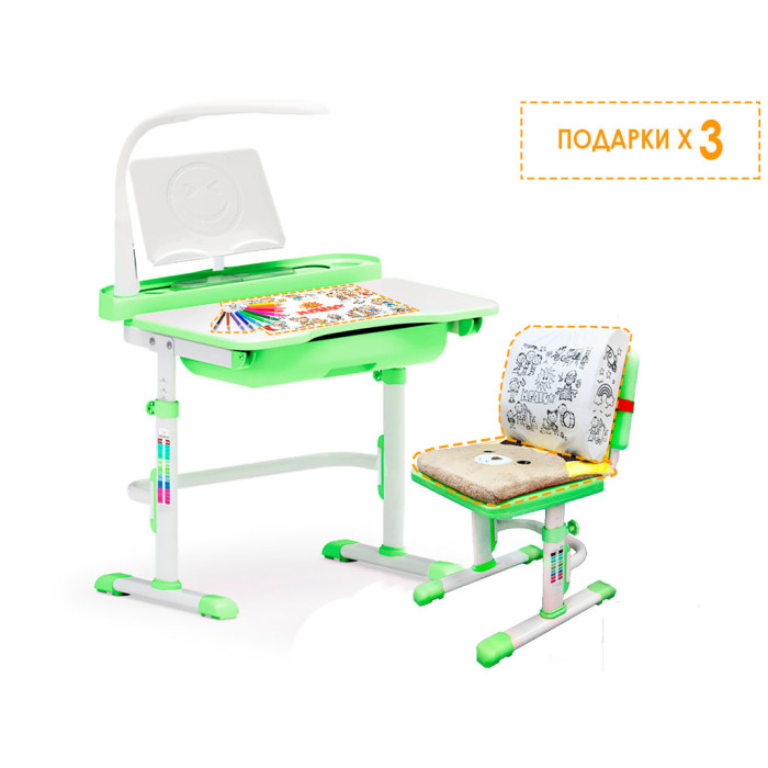 Комплект парта і стілець Evo-kids Evo-17 (з лампою)