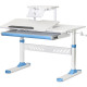 Дитячий стіл ErgoKids TH-310 з полицею S30 Blue  - стільниця біла / накладки на ніжках блакитні