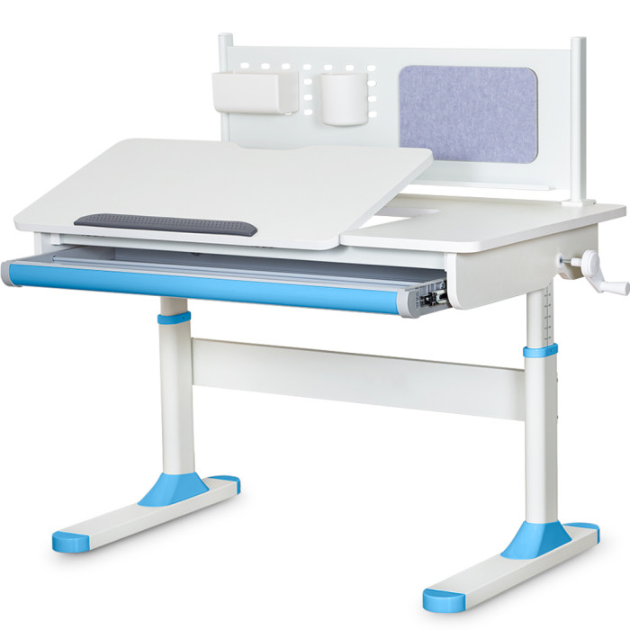 Дитячий стіл ErgoKids TH-325 Blue  - стільниця біла / накладки на ніжках блакитні