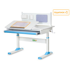 Дитячий стіл ErgoKids TH-325 Blue  - стільниця біла / накладки на ніжках блакитні