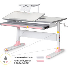 Дитячий стіл Mealux Vancouver Multicolor PN з полицею S50  - стільниця біла / накладки сірі і рожеві