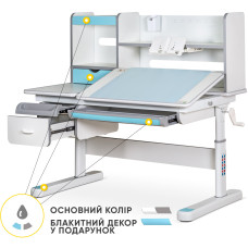 Дитячий стіл Mealux Florida Multicolor BL  - стільниця біла / ніжки білі з сірими і блакитними накладками
