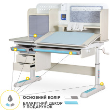 Дитячий стіл Mealux Winnipeg Multicolor Plus MG Blue  - стільниця дерево / накладки на ніжках блакитні