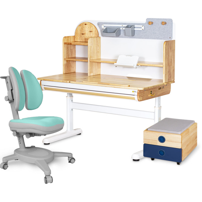 Комплект (L) Mealux Cтол Timberdesk Wood L+Тумба BD-920-2 BL + Крісло Onyx Duo TG