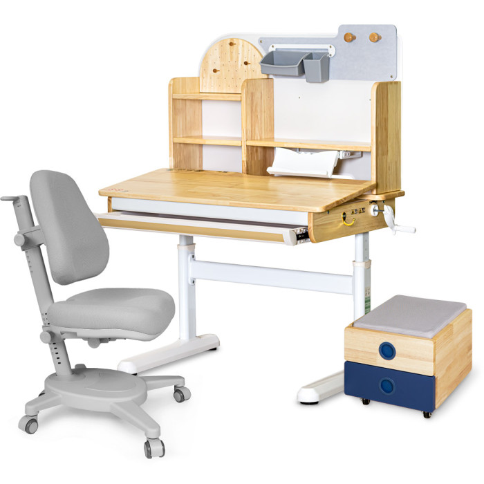 Комплект (L) Mealux Cтол Timberdesk Wood S Тумба BD-920-2 BL + Крісло Onyx G