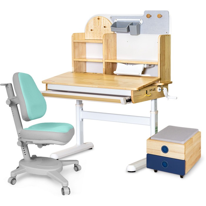 Комплект (L) Mealux Cтол Timberdesk Wood S Тумба BD-920-2 BL + Крісло Onyx TG