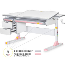 Дитячий стіл Mealux Hamilton Multicolor PN Lite  - стільниця біла / накладки сірі та рожеві