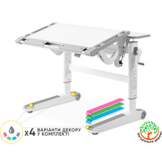 Дитячий стіл Mealux Ergowood L Multicolor W  - стільниця біла / накладки на ніжках сірі